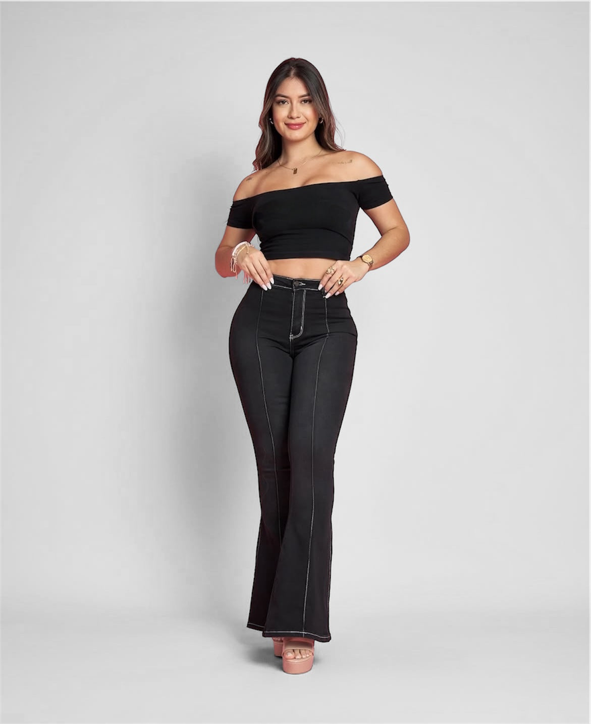 Flare jeans Zoe Negro
