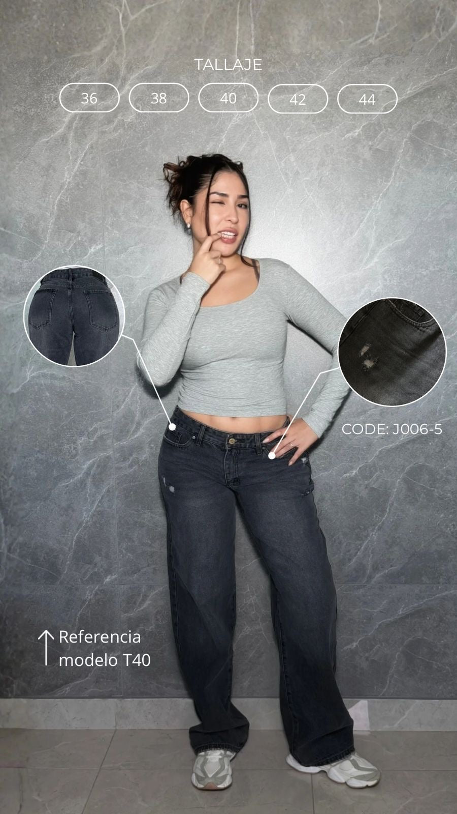 Jeans low rise Negro