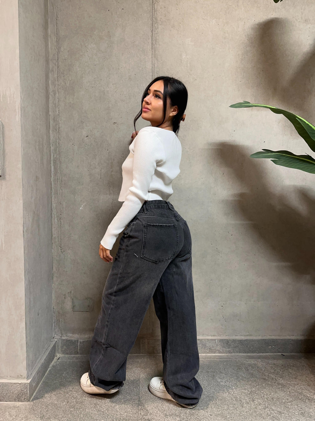 Jeans low rise Negro