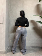 Jeans low rise gris