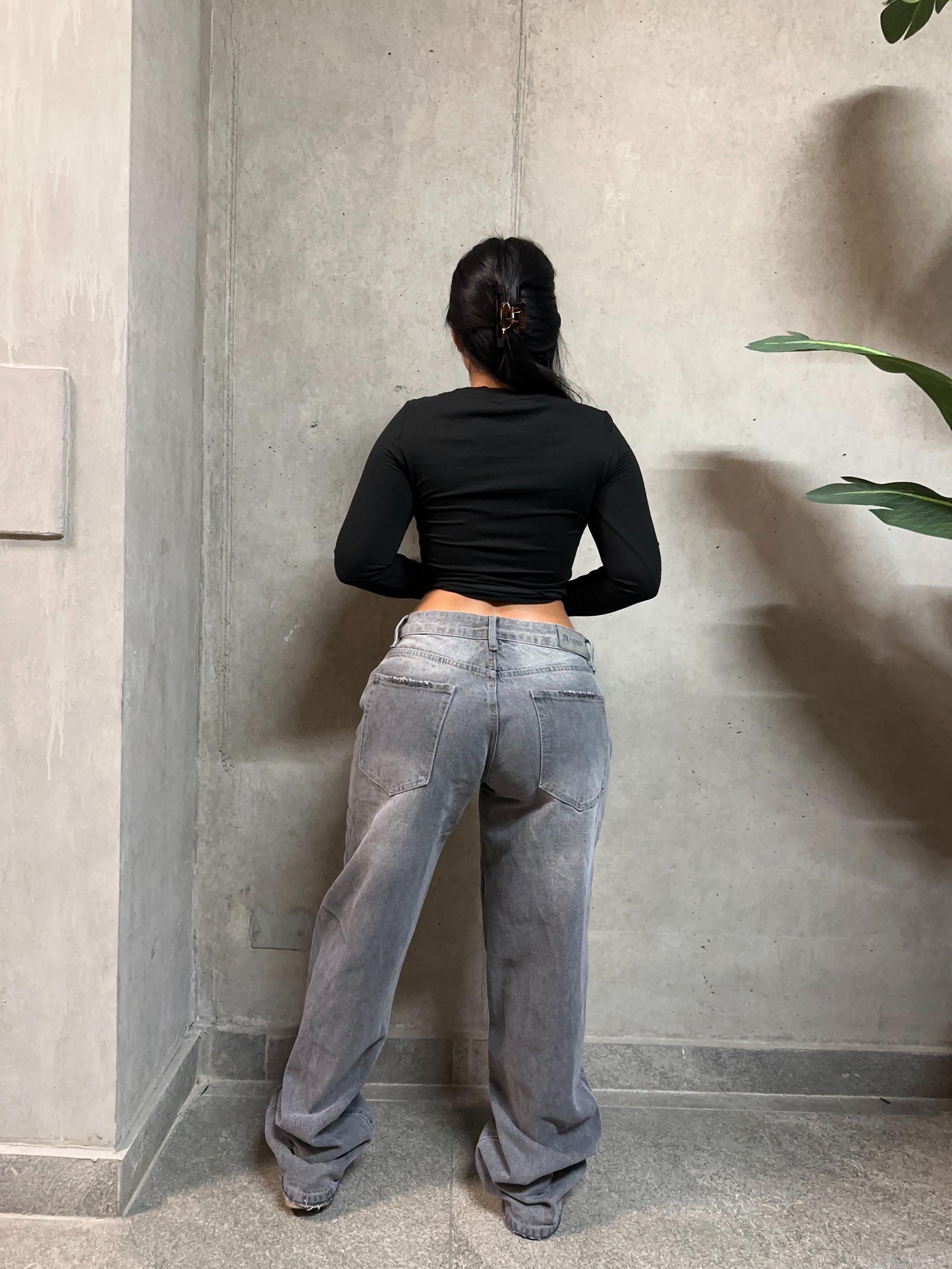 Jeans low rise gris