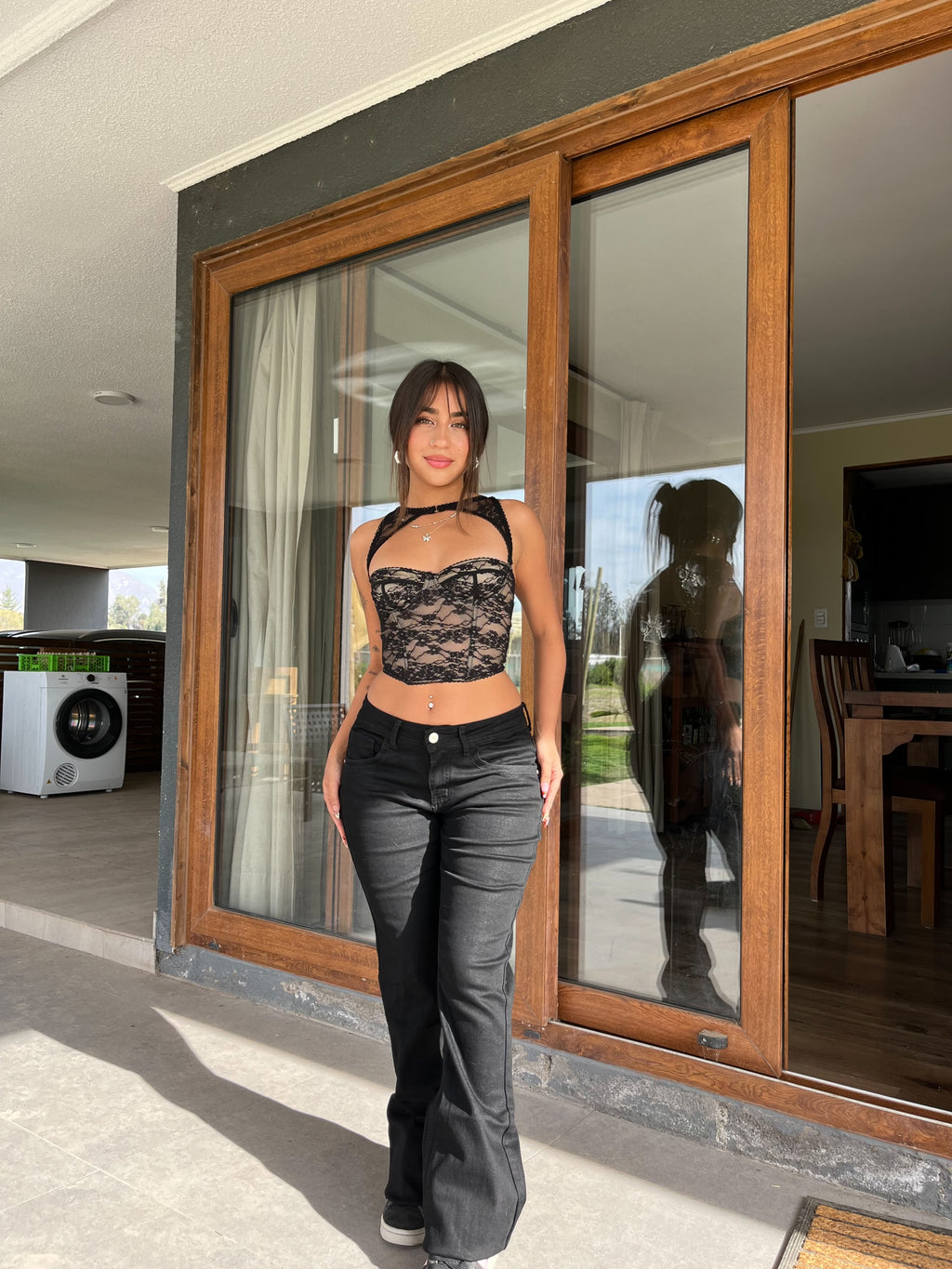 Flare jeans Y2K negro