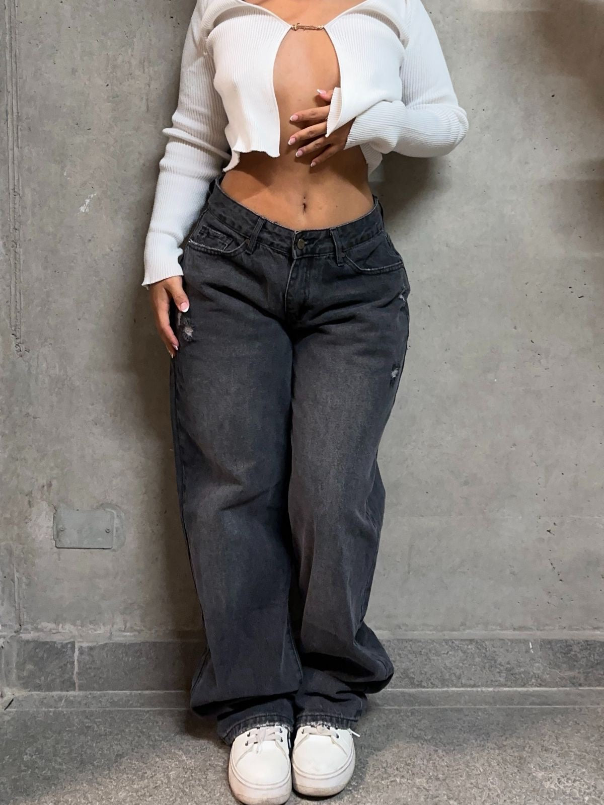 Jeans low rise Negro