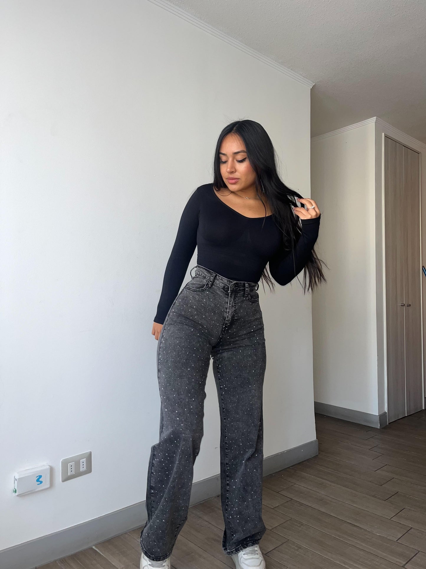 Wide leg brillos gris