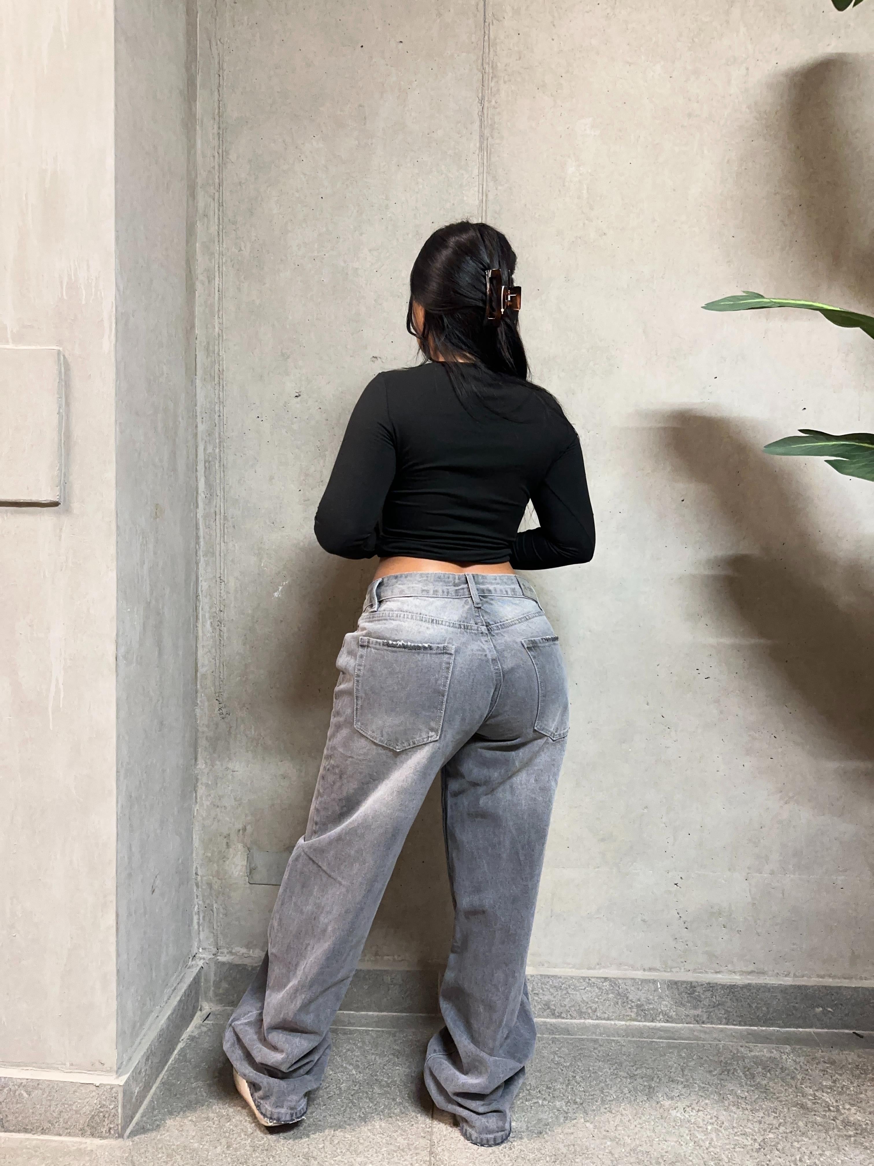 Jeans low rise gris
