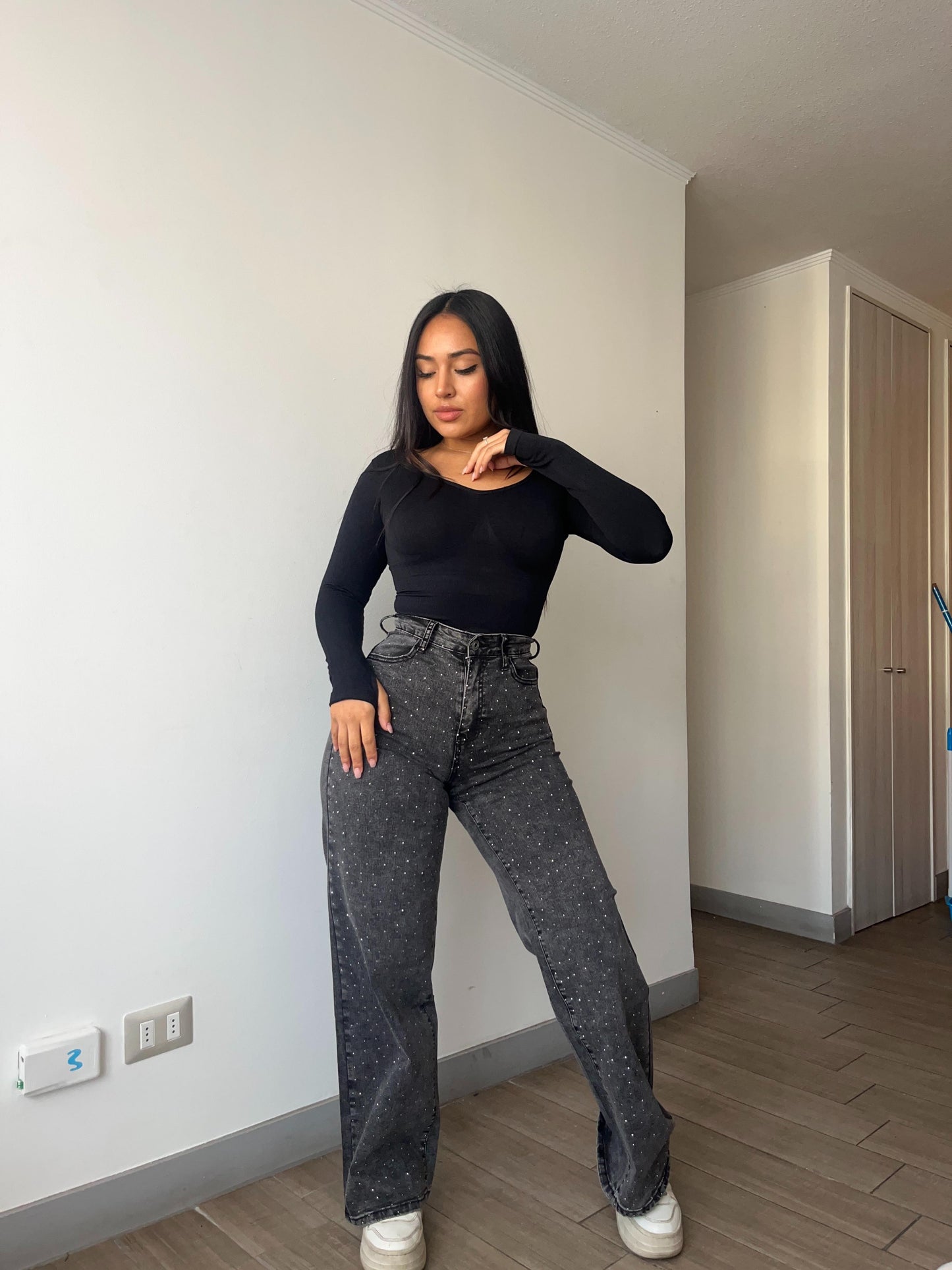 Wide leg brillos gris