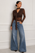 Top transparencia drapeado