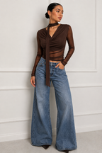 Top transparencia drapeado