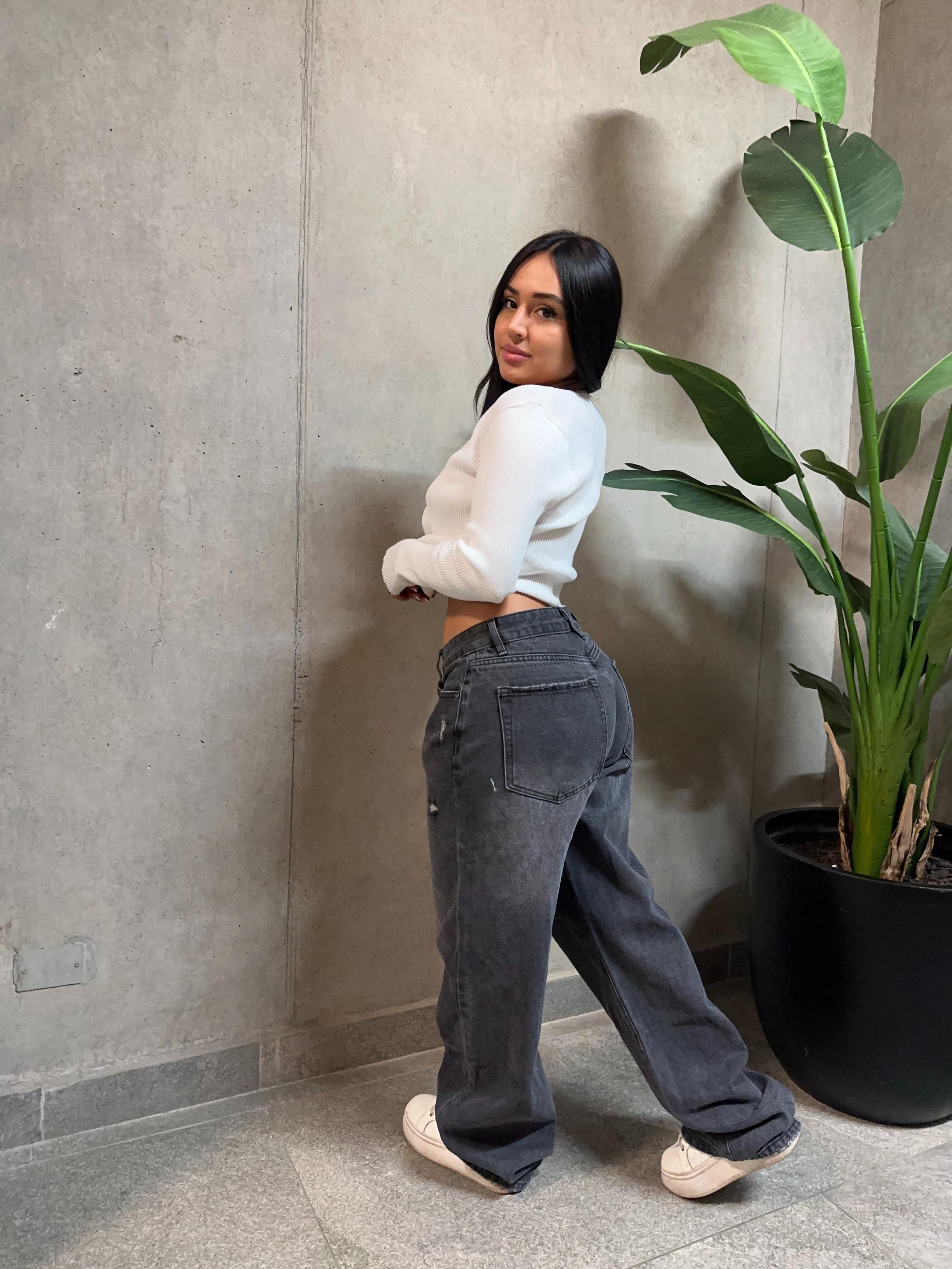 Jeans low rise Negro