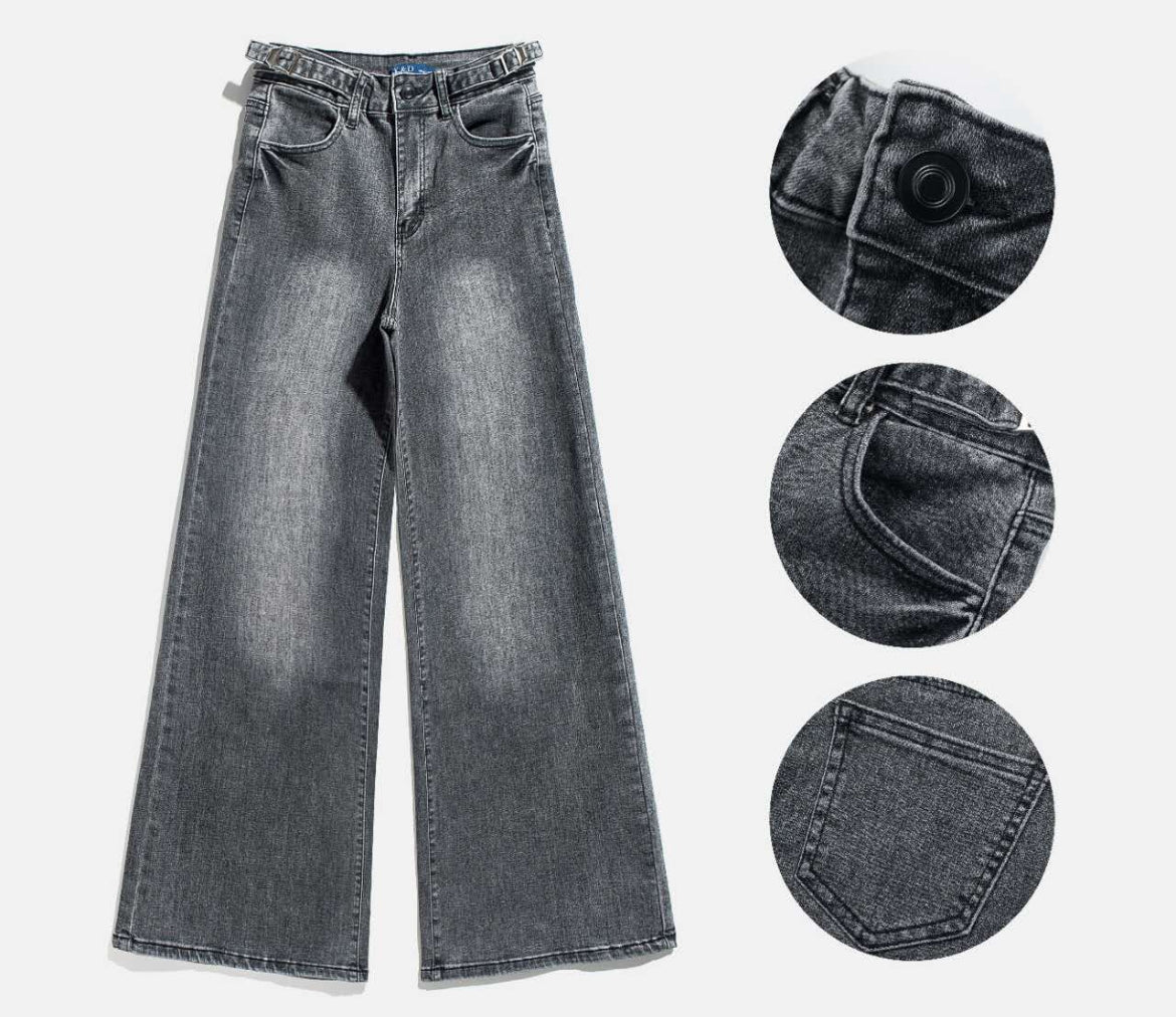 Wide leg gris focalizado