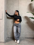 Jeans low rise gris