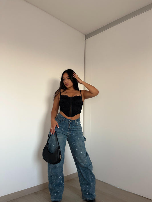 Baggy azul brillos