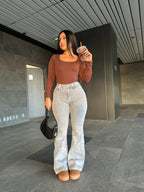 Flare jeans gris
