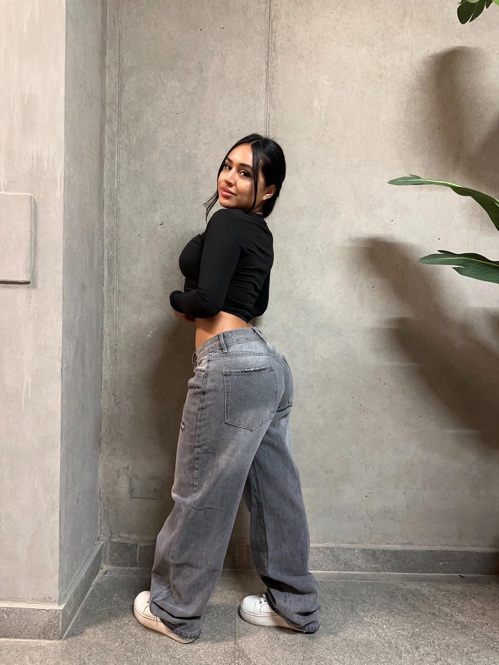 Jeans low rise gris