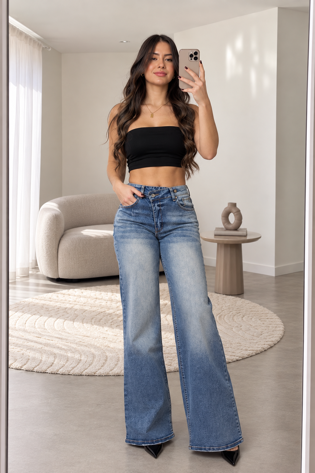 Jeans asimétrico focalizado