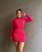 Vestido rib cuello alto