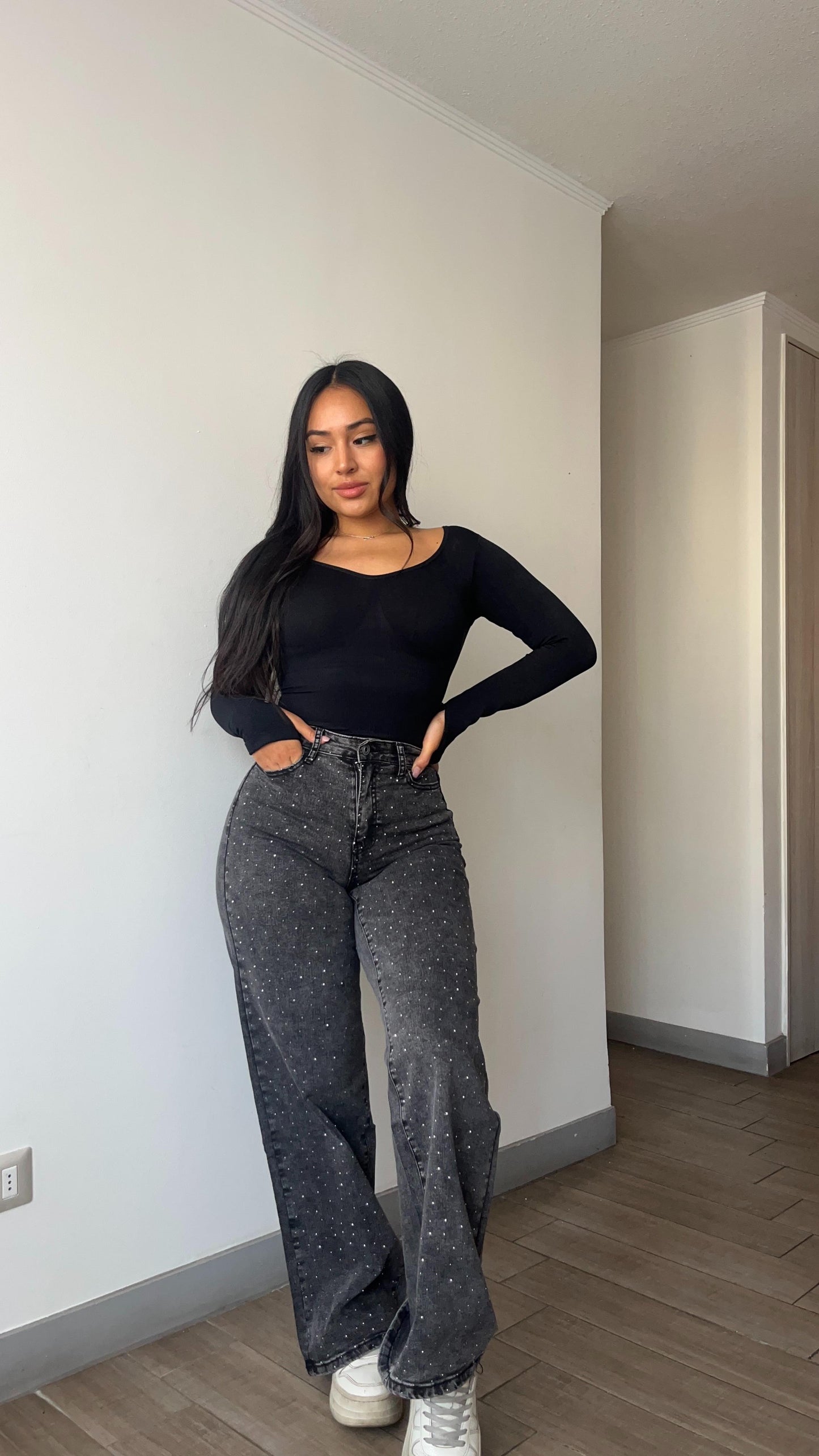 Wide leg brillos gris