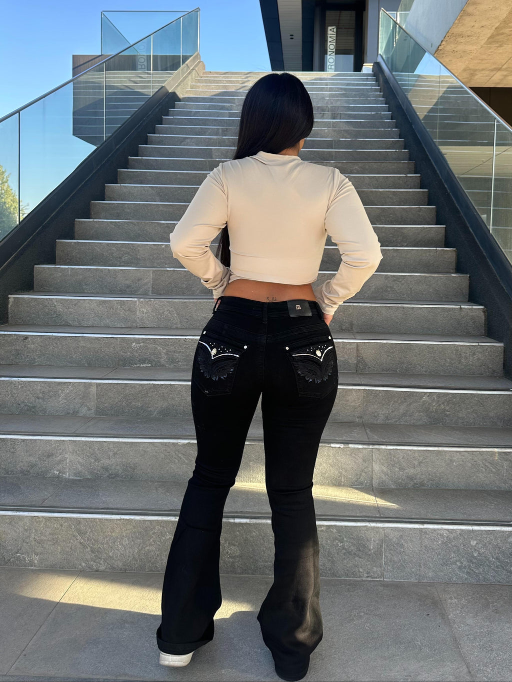 Flare jeans Y2K negro