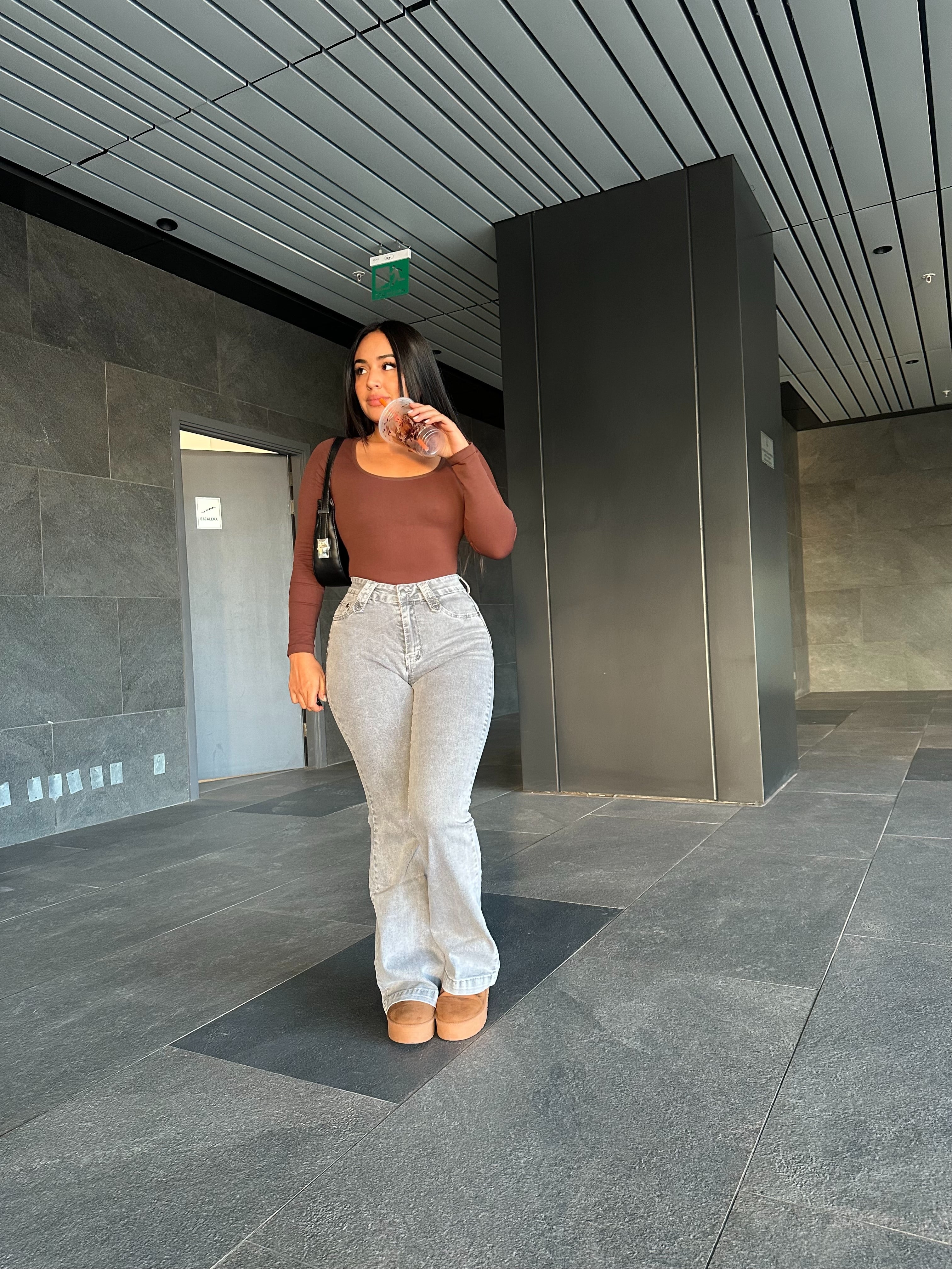 Flare jeans gris