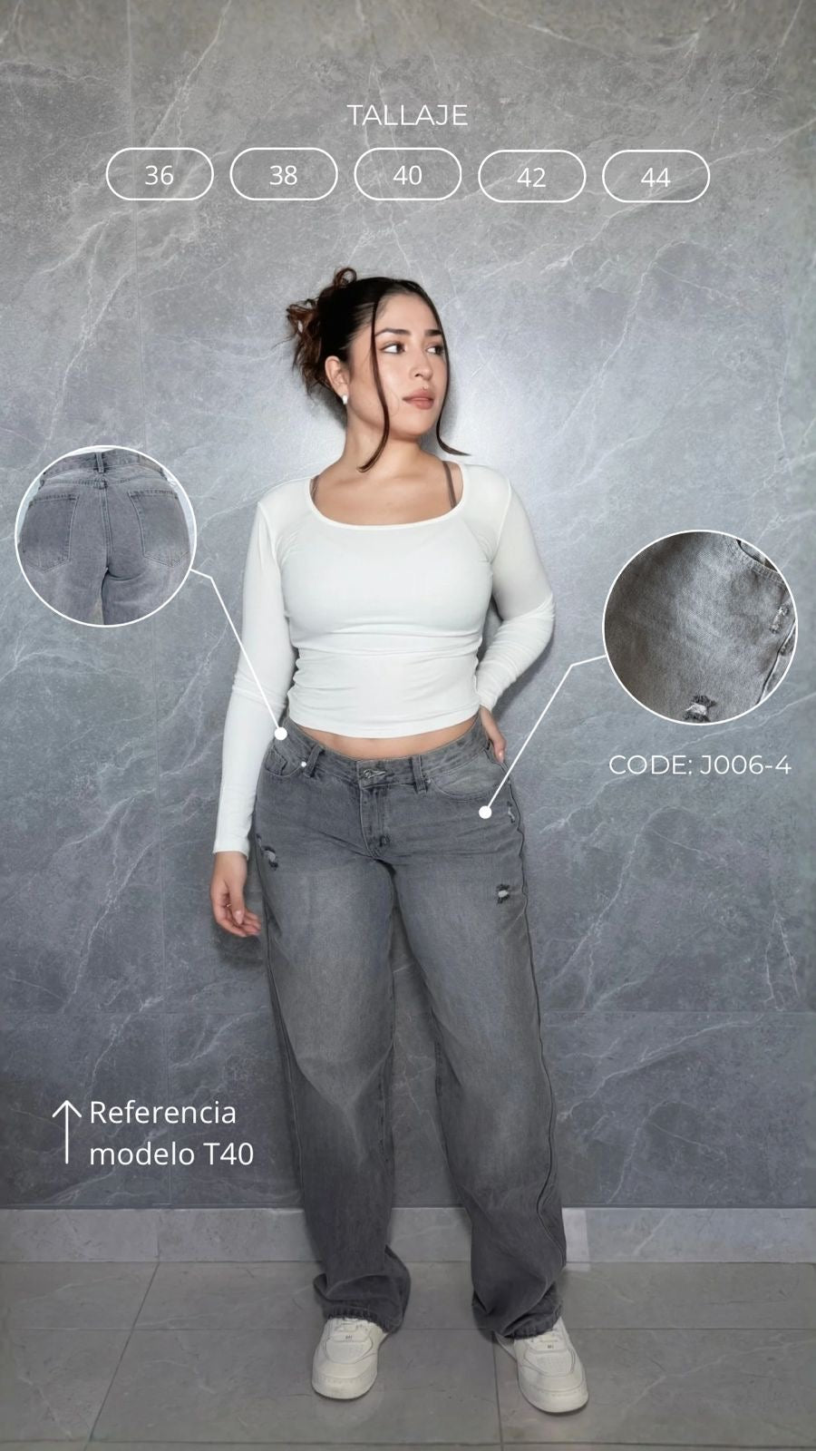 Jeans low rise gris