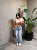 Jeans low rise celeste