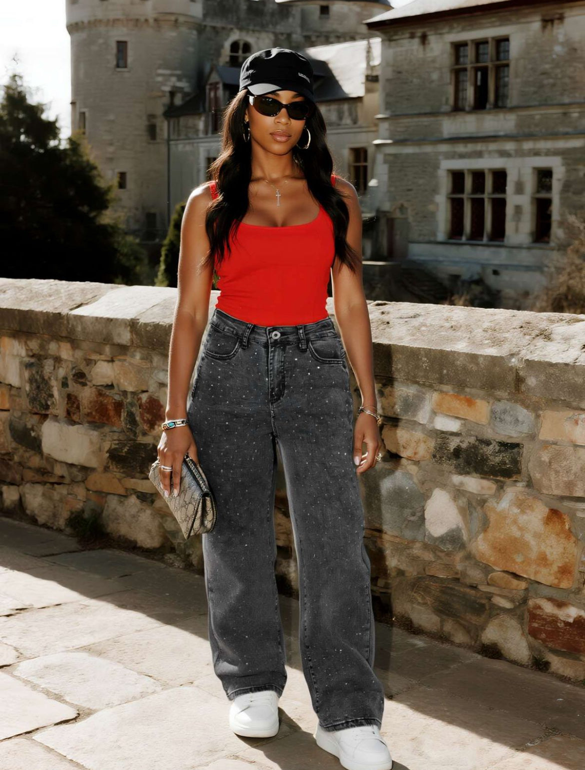 Wide leg brillos gris