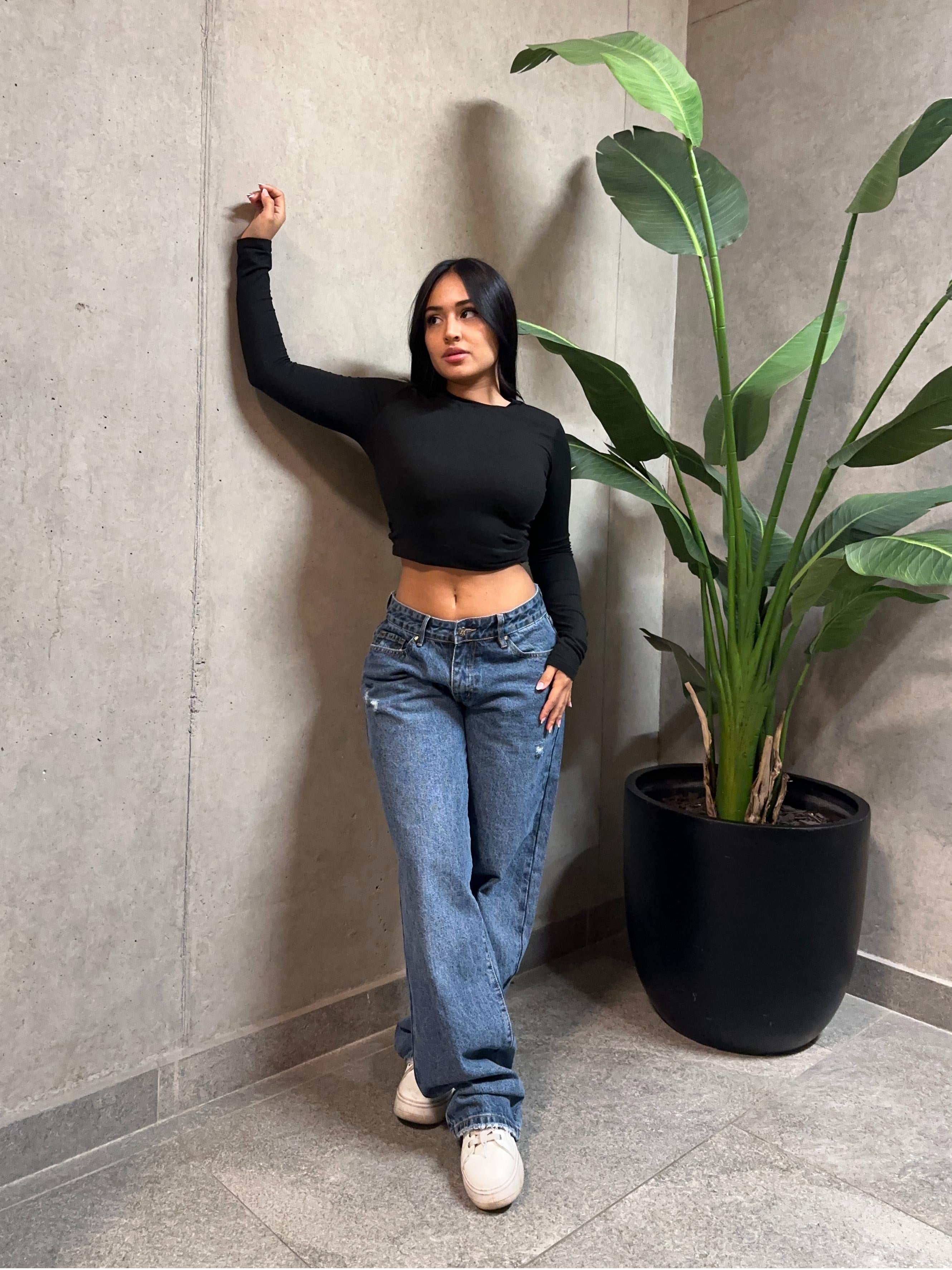 Jeans low rise azul