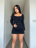 Falda short brillos negra